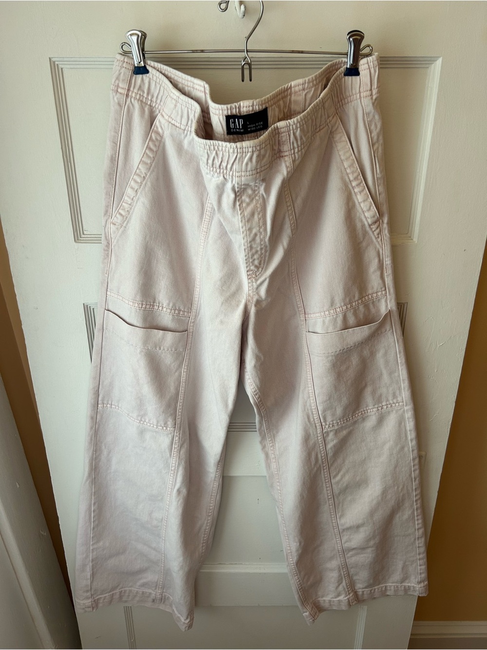 GAP High-Rise Wide-Leg Pants in Light Blush